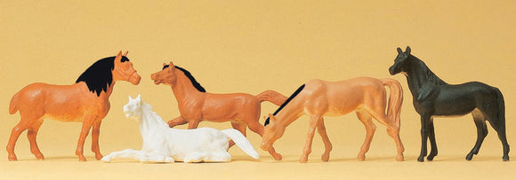5 匹马 : Preiser - Painted HO (1:87) 14150