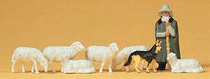 Shepherd, Sheep and Dog : Preiser - Painted HO (1:87) 14160
