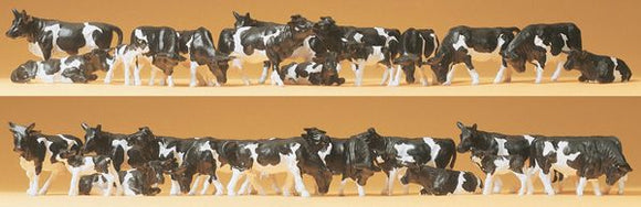 30 cows (black and white Holstein) : Preiser - painted HO(1:87) 14408