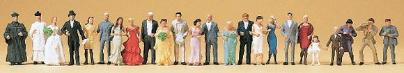 24 personas en la boda: Preiser - Painted HO (1:87) 14415