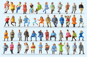 48 seated people: Preiser, complete painted HO (1:87) 14418