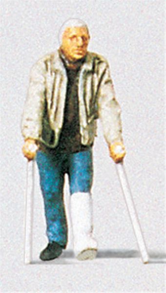 Hombre con la pierna rota : Preiser - Acabado pintado HO(1:87) 28019