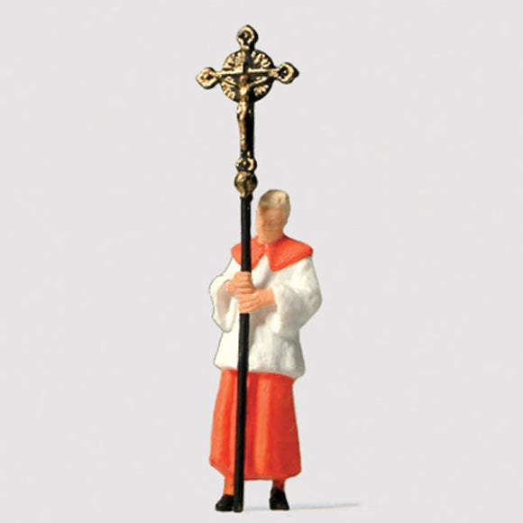 Cathedral Keeper with Cross (Verger): Preiser, complete painted HO (1:87) 28066