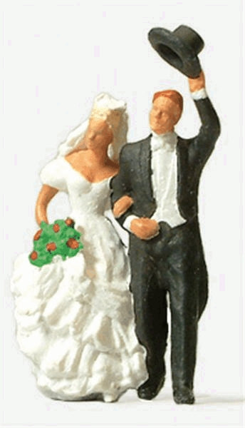 Novia y novio en la boda: Preiser - HO pintado (1:87) 28091