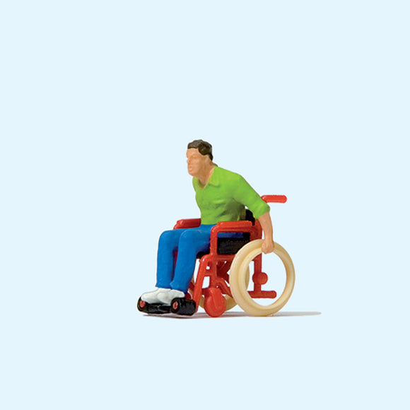 Hombre en silla de ruedas: Preiser - Acabado pintado HO(1:87) 28164