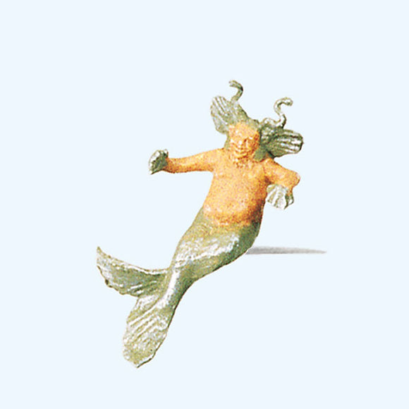 Sirena macho (medio pez): Preiser pintado completo HO (1:87) 29011