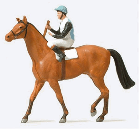 Jockey on horseback: Preiser - painted HO (1:87) 29080
