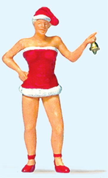 穿着圣诞服装的女人带着铃铛：Preiser，画着 HO(1:87) 29088