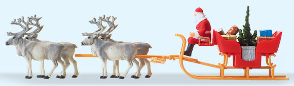Father Christmas and Reindeer Sledding: Preiser - Painted HO(1:87) 30399
