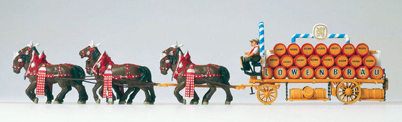Beer Wagon (Ravensbr?d) towed by 6 horses: Preiser, painted, HO (1:87) 30437