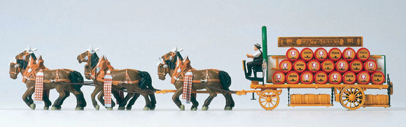 Bierwagon (Spartenbroich) towed by 6 horses: Preiser, complete painted HO(1:87) 30438