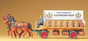 Carriage with beer being pulled by horse: Preiser, complete painted HO(1:87) 30462