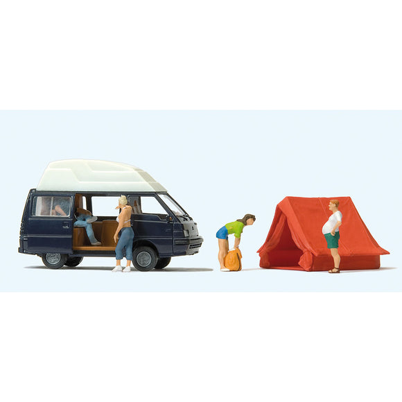 People Camping, Wagon Car (Mitsubishi Delica L300), Tent Set : Prizer Finished product HO(1:87) 33258