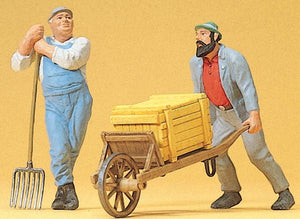 Wheelbarrow and Worker : Preiser, painted 1:22.5 45020
