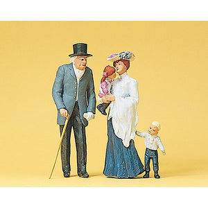 Woman with old man and child : Preiser - painted 1:22.5 scale 45066