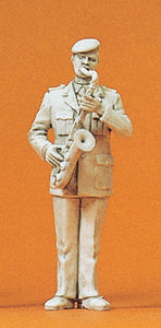 Military Band Tenor Saxophonist: Preiser Unpainted Kit 1:35 64361