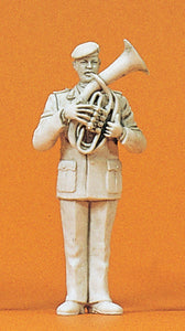 Military Band Tenor Horn Player: Preiser Unpainted Kit 1:35 64364