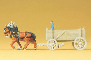 Carro de dos caballos: Preiser, completo pintado N (1:160) 79475