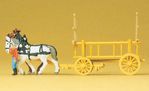 Two-horse cage cart: Preiser, complete painted N (1:160) 79476