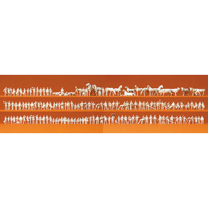 Set of 160 Z scale unpainted dolls (station staff, passengers, passers-by, workers, animals, etc.): Preiser unpainted kit Z (1:220) 88500