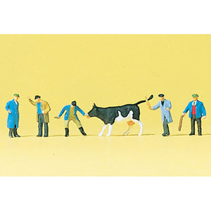 Cattle and traders at the auction: Preiser, complete painted Z (1:220) 88544