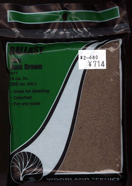 Material pétreo, balasto (grava), fino, marrón oscuro: material Woodland, sin incrustaciones 71