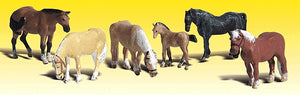 6 Farm Horses : Woodland Pre-painted N (1:160) 2141