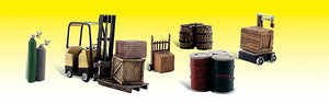 Loading dock accessories (forklift truck, drums, barrels, crates, gas cylinders): Woodland painted finished product N(1:160) 2208