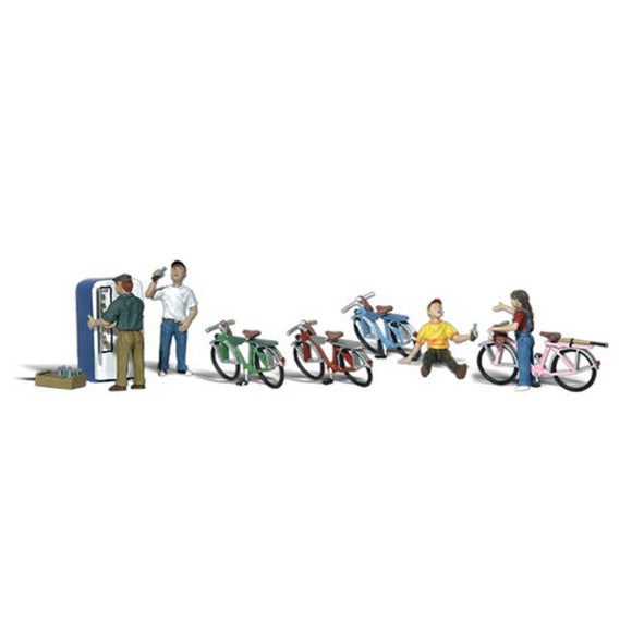 Niños en bicicleta y máquina expendedora de jugos : Woodland - Producto terminado O(1:48) A2752