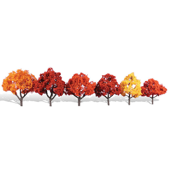 6 árboles de hojas rojas 8-11cm : Woodland, terminado, Sin escala 3541
