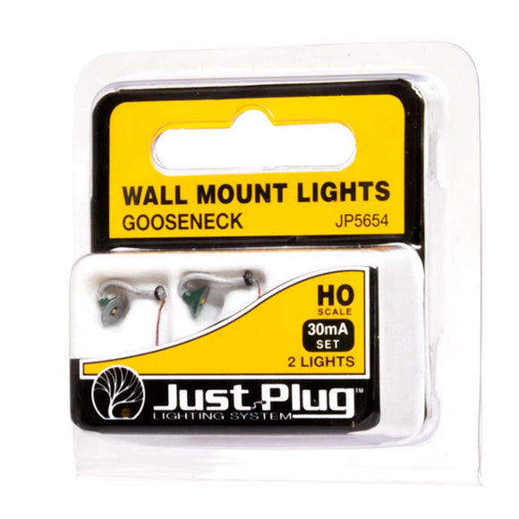 带 LED 的路灯，外置壁灯，灯罩型，HO 尺寸，2 件套 JP5654 : Woodland, Pre-painted, Finished, HO (1:87) Just Plug 兼容