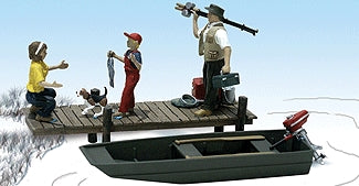 Fishing Family with Boat : Woodland Pre-painted HO (1:87) 1923