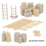 Cargo set (wooden box, barrel and cloth bag): Walthers unpainted kit HO(1:87) 4151