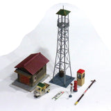 Fire Watchtower and Fire Fighting Warehouse (Scene Parts Set) : Toshio Itoh Pre-painted 1:80