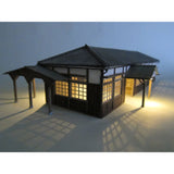 Wooden station building where the express train stops : Takumi Diorama Craft House - painted finished product 1:80