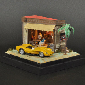 90mm cube miniature "Ferrari and cafe" : Taro - painted, Non-scale
