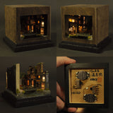 90mm cube miniature "Hot spring resort with a river" : Taro, painted, Non-scale