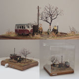 Baked sweet potato street vendor and Narrow-gauge railway station (with the motorized power car): Art Stage K - painted 1:87 size