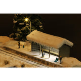 雪中的本地车站：松本纪久 - 完成绘画 1:150 尺寸