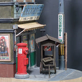 Telephone pole and record store : Satoru Ohoshima, diorama work 1:25 scale